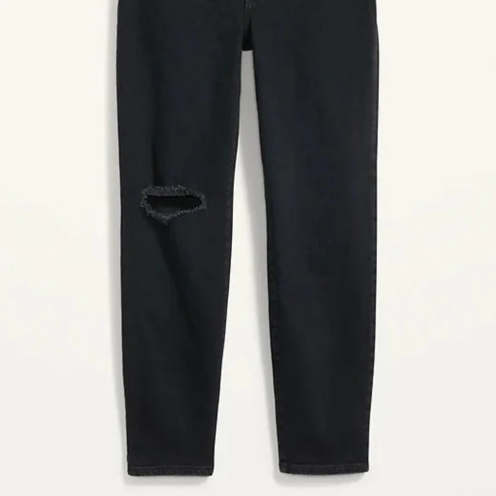Old Navy High-Waisted O.G. Straight Ripped Black Ankle Jeans for Women New - Picture 6 of 6
